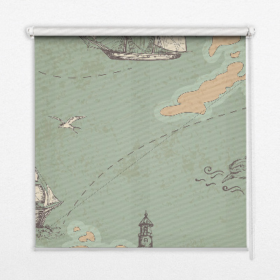 Blackout roller blind with ocean map print