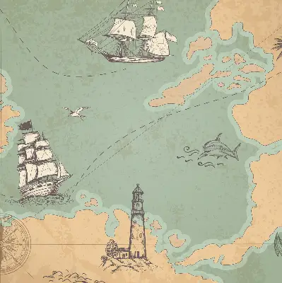Blackout roller blind with ocean map print