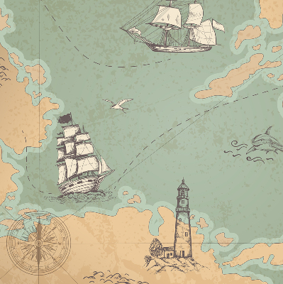 Blackout roller blind for window Ocean map