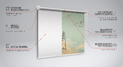Blackout roller blind with ocean map print
