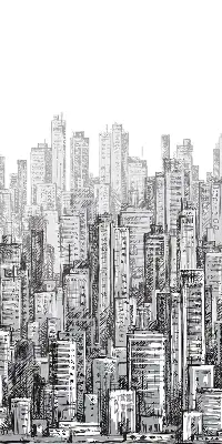 Blackout roller blind City design for windows