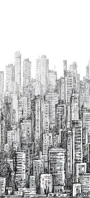 Blackout roller blind City design for windows