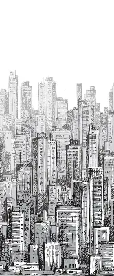 Blackout roller blind City design for windows