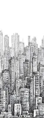 Blackout roller blind City design for windows