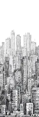 Blackout roller blind City design for windows