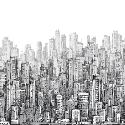 Blackout roller blind City design for windows