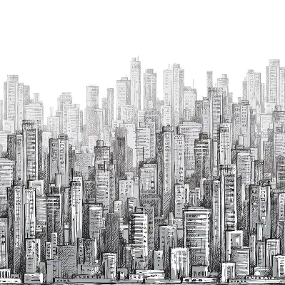 Blackout roller blind City design for windows