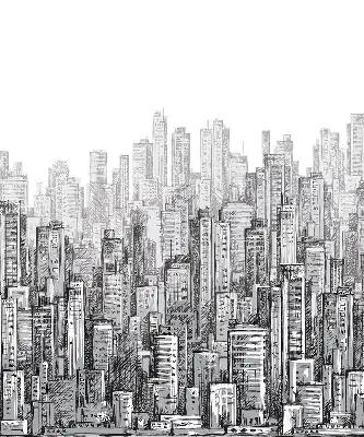 Blackout roller blind City design for windows