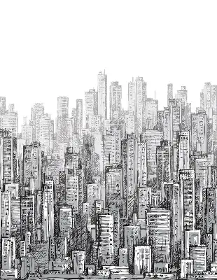 Blackout roller blind City design for windows