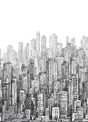 Blackout roller blind City design for windows