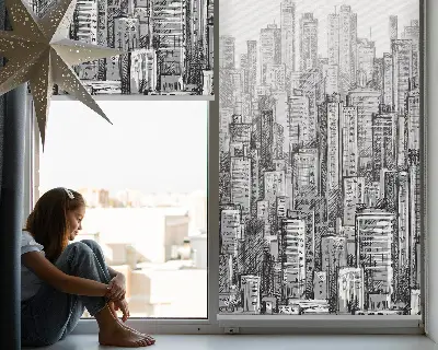 Blackout roller blind City design for windows