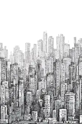 Blackout roller blind City design for windows