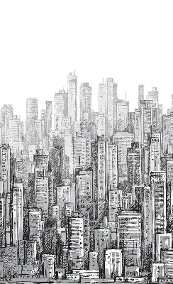 Blackout roller blind City design for windows