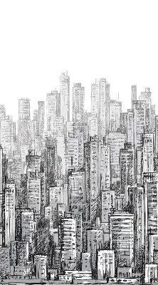 Blackout roller blind City design for windows