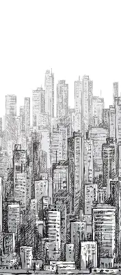Blackout roller blind City design for windows