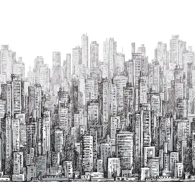 Blackout roller blind City design for windows