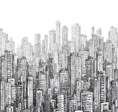 Blackout roller blind City design for windows