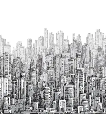 Blackout roller blind City design for windows