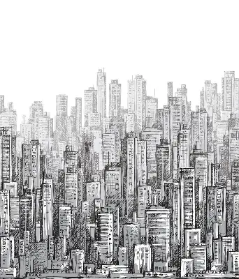 Blackout roller blind City design for windows
