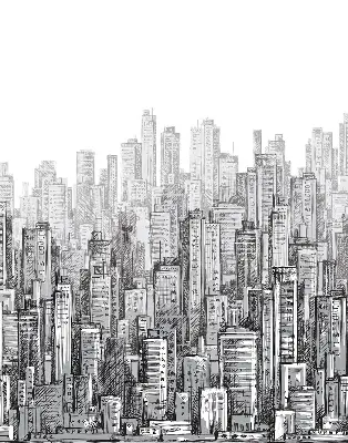 Blackout roller blind City design for windows