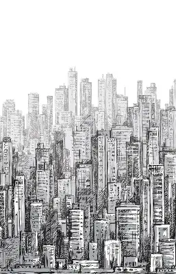 Blackout roller blind City design for windows