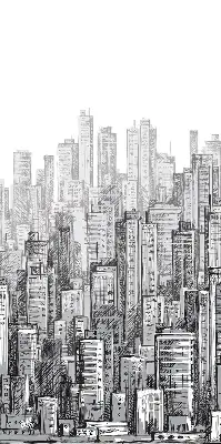 Blackout roller blind City design for windows