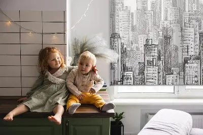 Blackout roller blind City design for windows