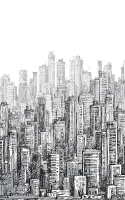 Blackout roller blind City design for windows