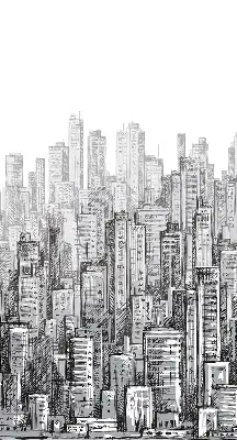 Blackout roller blind City design for windows