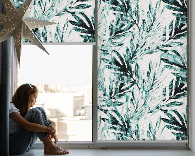 Fabric roller blind for window with leaves pattern