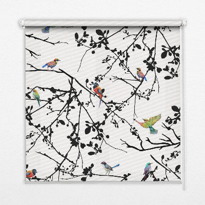 Blackout roller blind birds on the branches print