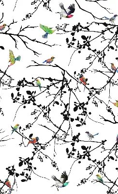 Blackout roller blind birds on the branches print