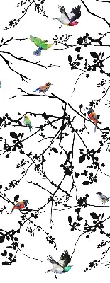 Blackout roller blind birds on the branches print
