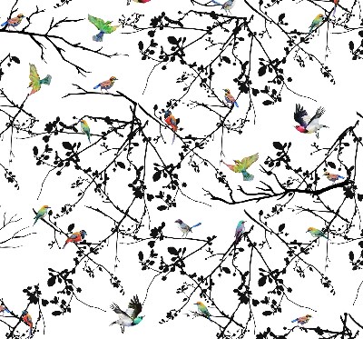 Blackout roller blind Birds on the branches