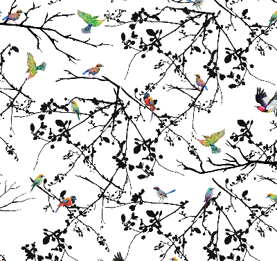 Blackout roller blind Birds on the branches