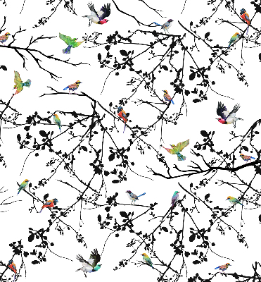 Blackout roller blind Birds on the branches