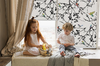 Blackout roller blind Birds on the branches