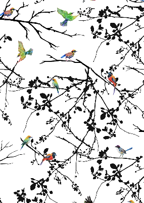 Blackout roller blind Birds on the branches