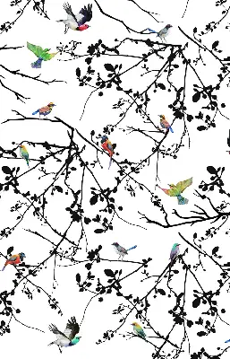 Blackout roller blind birds on the branches print