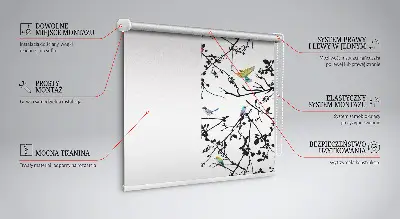 Blackout roller blind birds on the branches print