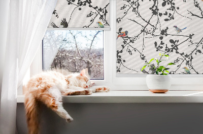 Blackout roller blind Birds on the branches