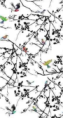 Blackout roller blind birds on the branches print