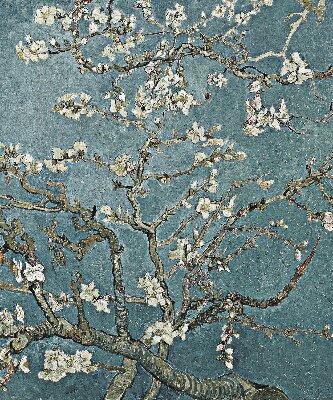 Blackout roller blind for window Twigs on a blue background
