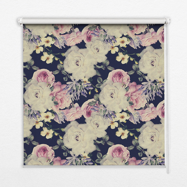 Fabric roller blind for window Roses