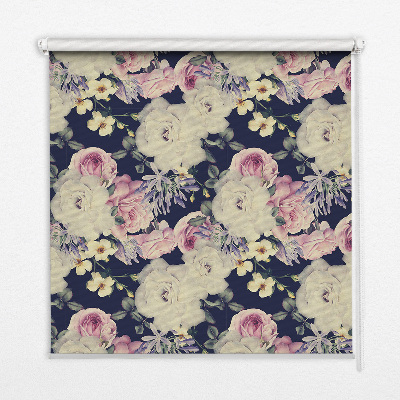 Fabric roller blind for window Roses