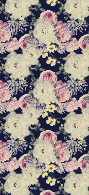 Fabric roller blind for window roses pattern