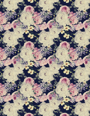 Fabric roller blind for window roses pattern