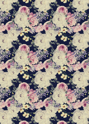 Fabric roller blind for window roses pattern