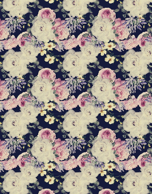 Fabric roller blind for window roses pattern