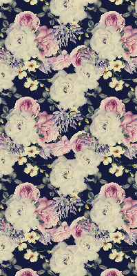 Fabric roller blind for window roses pattern